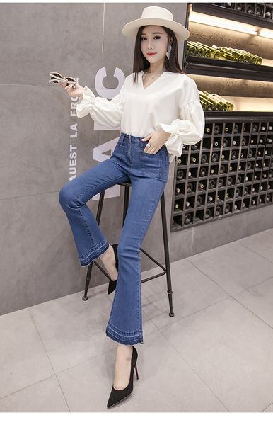 

light blue женские широкие ноги штаны джинсы tide nine очки свободные прямые