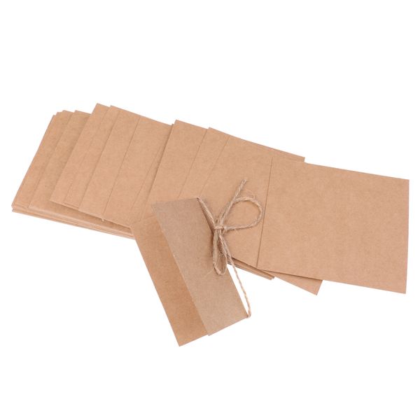 

pack of 300 kraft paper blank plain place name card wedding reception party table card twine bow, Black