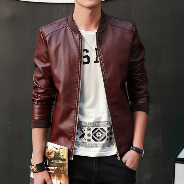 

man fashion leather jacket 2019 new windbreakers man's coat motorcycle jacket mens leather jackets and coats 1193, Black;brown