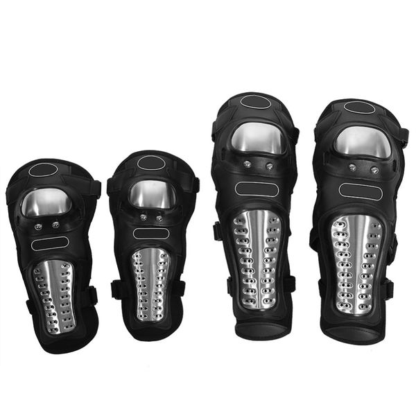 

overseas 4 pcs motorcycle motocross cycling elbow and knee pads protector shin guard armors set black protective gear kneepads