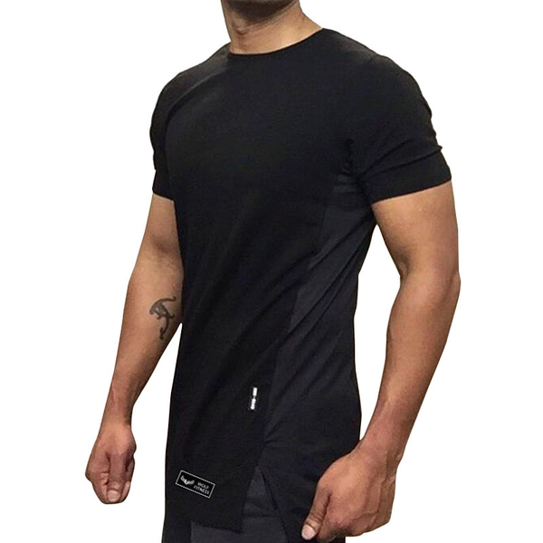 

sports t shirt fitness tee shirt running men sports wear gym workout shirts crossfit muscle fit training short sleeve tshirt, Black;blue