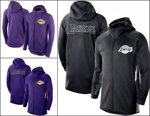 

los angeles lakers men training sweatshirt 2020 earned edition showtime full-zip performance hoodie, Black