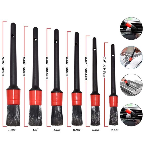 

car detailing brushes - detail brush 6 different sizes piece set for cleaning automotive wheels, rims,engine, interior