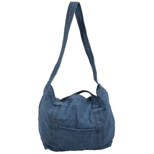 

denim slouch bag casual jean fabric handbag leisure korean style fashion japanese fashion messenger handle bag, sky blue