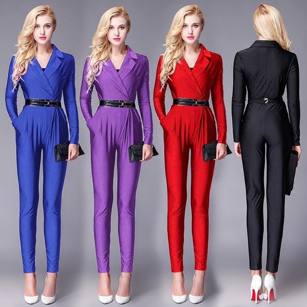 

мода женщины рукав сексуальный v образным вырезом широкие ноги комбинезон подпоясанный высокой талией комбинезоны длинные офисные женские на, Black;white