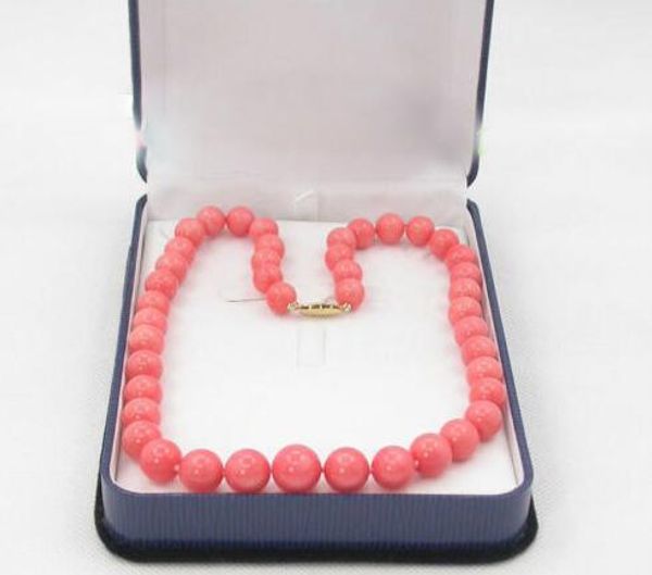 

se graduÃ³ de 18 "100% natural de 14 mm rosa collar de coral, Silver