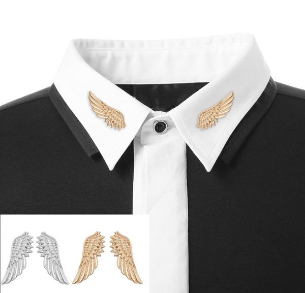 Mode Beliebte Silber Gold Farbe Flügel Kragen Pin Pullover Hemd Broschen Für Frauen Engel Flügel Nettes Mädchen Punk Schmuck Valentinstag geschenk