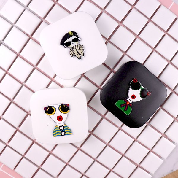 

contact lens box cartoon girl case for eyewear accessories contact lens bag eyewear cases companion box 6.8*6.8*1.9cm