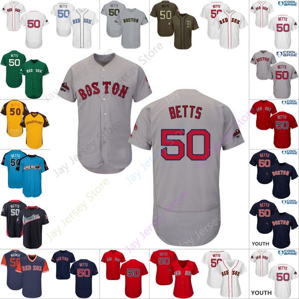 

Custom Boston 50 Mookie Betts Jersey Red Sox Jerseys Cool Base Flexbase Home Away All Stitched White Black Red Grey Men Women Youth Cheap