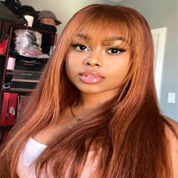Silky Straight With Full Bangs 30 Lace Front Wigs For Balck Women