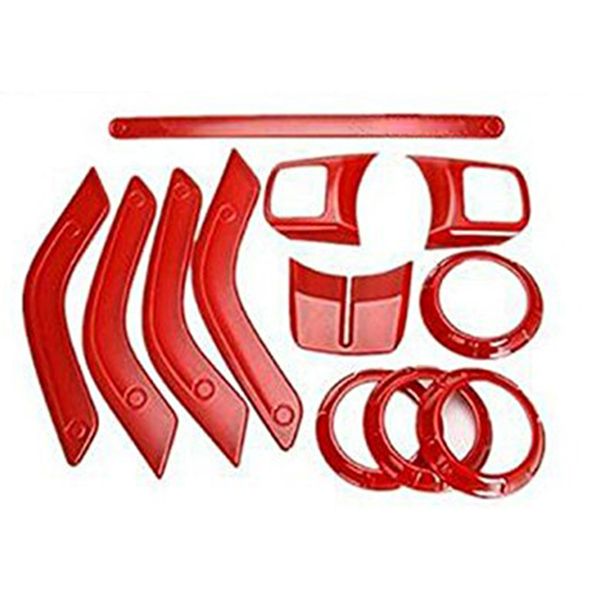 

full set interior decoration trim kit steering wheel & center console air outlet trim, door handle cover inner for wrangler