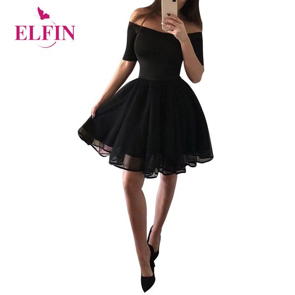 

off shoulder elegant dresses woman party night short sleeve mini black dress spring 2019 sj1891r, Black;pink