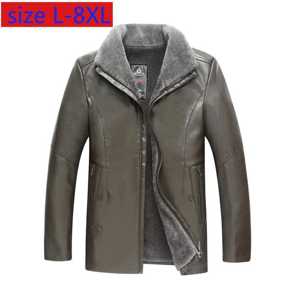 

new arrival fashion super large winter men leather jackets and coats casual loose thick plus size lxl2xl3xl4xl-8xl, Black