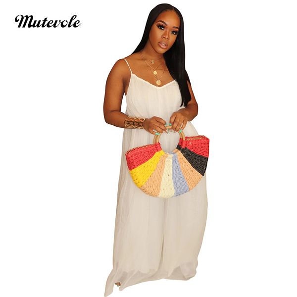 

mutevole women summer chiffon wide leg loose jumpsuit v neck spaghetti strap jumpsuit casual solid sleeveless, Black;white