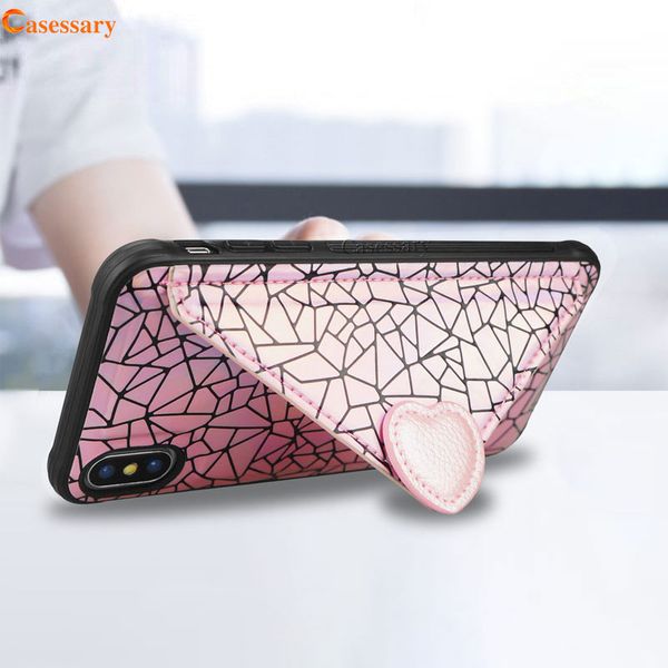 

loves heart leather case luxury card slot wallet phone case cover for iphone xr xs max iphone 8 7 6