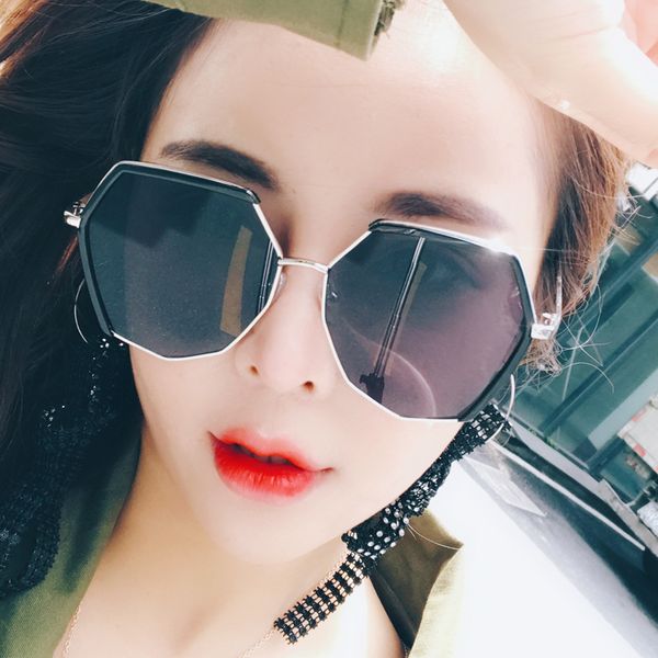 

cubojue polarized sunglasses women polygon sun glasses for woman oversized fashion style mirrored black female wide face ladies, White;black