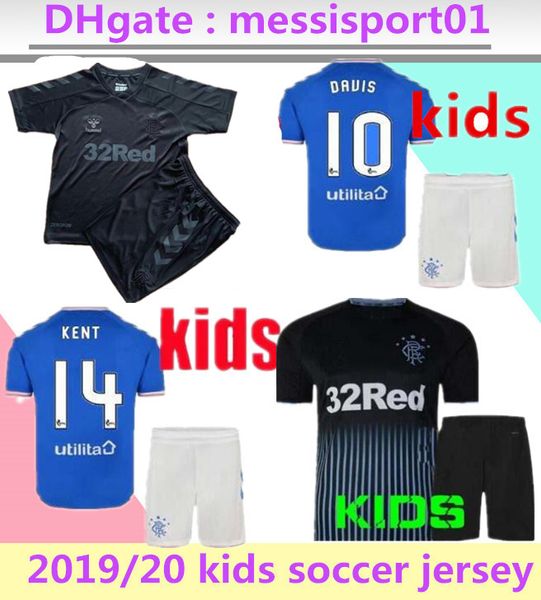 

2019 2002 kids rangers fc home blue away third soccer jersey 19 20 child glasgow rangers football jerseys shirt youth boys sadiq morelos, Black