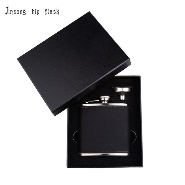 

shipping 6oz leather hip flask with funnel set ,laserable leatherette flask
