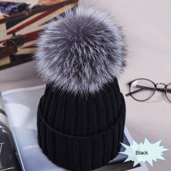 

winter women pom pom beanies warm knitted bobble girl fur pompom hats real raccoon fur pompon casual hat cap, Blue;gray