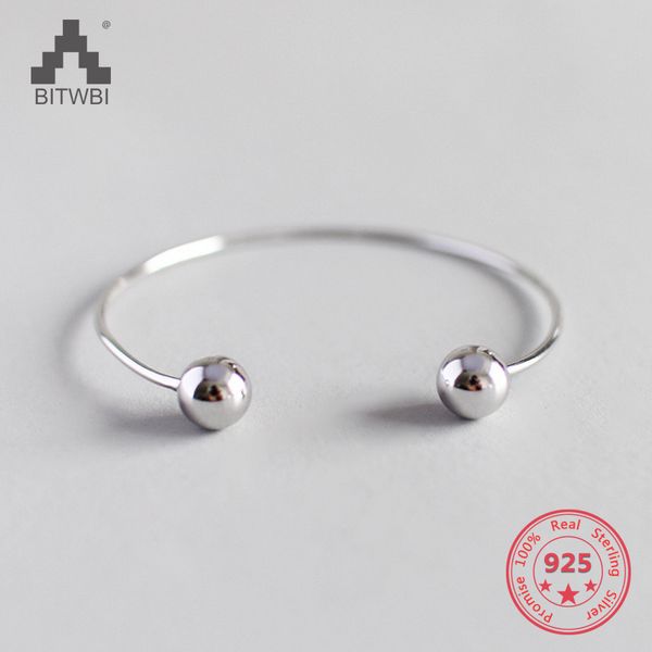 

мода модные 925 ювелирных изделий стерлингового серебра простые круглые бусины браслет для женщин, Golden;silver