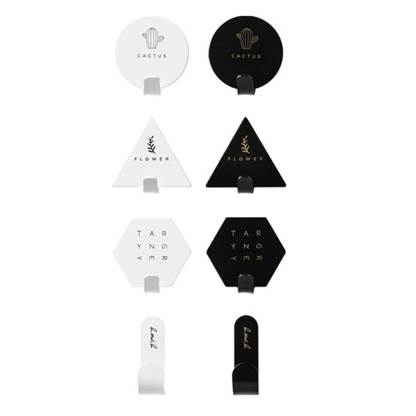 

1set 8 pcs geometric shape wrought iron hooks decorative storage hooks office home decorations accessories wall key holder organ