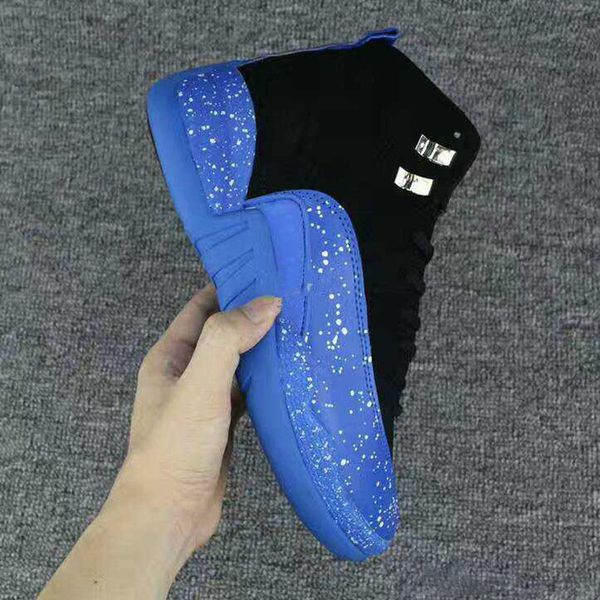 

2019 wholesale new arrival new 12s taxi playoff men basketball shoes blue black spot 12s sneakers sport size us 7-13, White;red