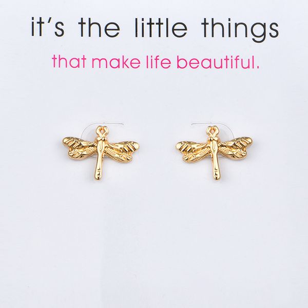 

mini dragonfly earrings alloy exquisite gold silver color stud earrings women's cute exquisite card jewelry gifts for girls, Golden;silver