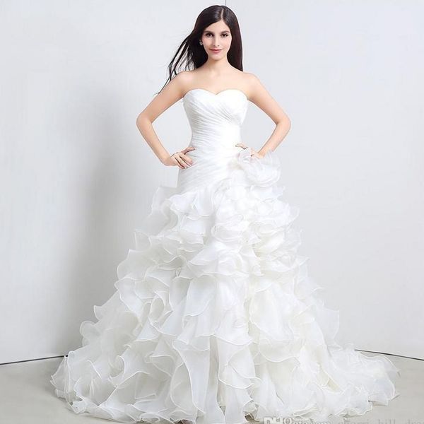 

elegant wedding dresses ruffle sweetheart mermaid organza floor length long white wedding party bride women wedding dresses gowns dh4204