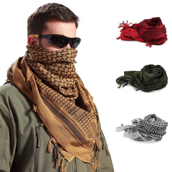 

100x100cm outdoor hiking scarves hunting army tactical desert arab scarf keffiyeh shemagh shawl scarve wrap with tassel, Black