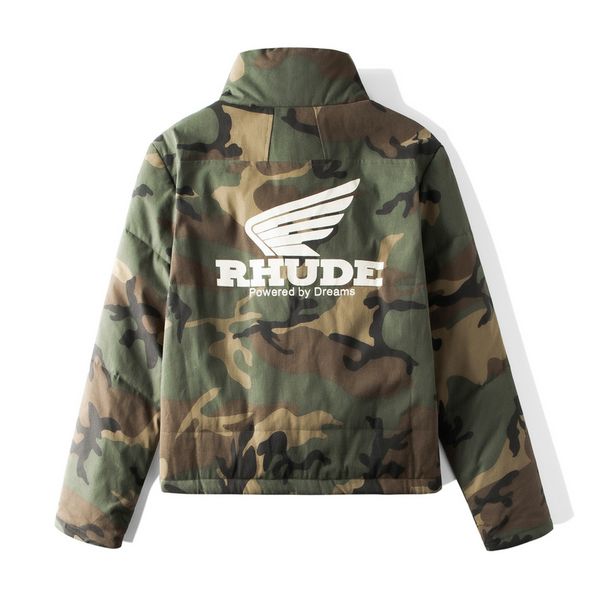 

rhude wings printed padded jackets men women camouflage coats oversized thick men warm short jacket, Black;brown