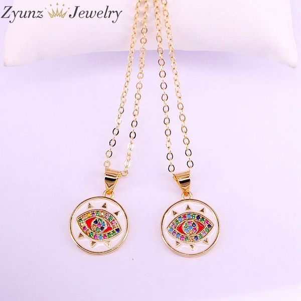 

10pcs, fashion charm pendant necklaces enamel eye necklace golden jewelry turkey lucky pendant enamel crystal eye for women, Silver