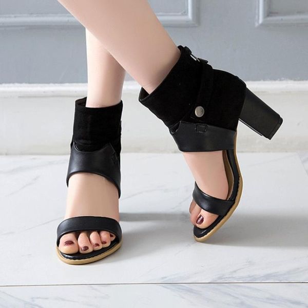 

fashion women sandals roman super high heel women with sequins and the heel hollow out high-heeled belt buckle sandals#407, Black