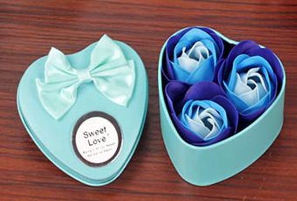 

30box 3pcs beautiful heart scented bath body petal rose flower soap wedding decoration valentine's gift