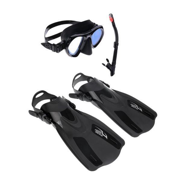 

1 pair scuba diving fins &1 set snorkel dive mask with dry snorkel