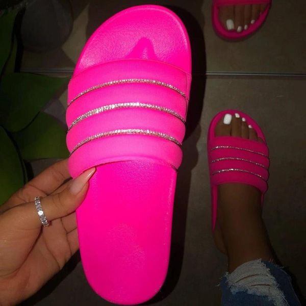

women sequins comfortable flat bottom summer beach slippers fashionable lady wild outdoor plus size slippers #t2g, Black