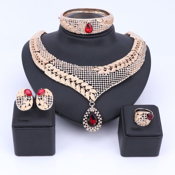 

african jewelry sets brand dubai gold color gem crystal jewelry sets wholesale bridal accessories nigerian wedding set, Slivery;golden