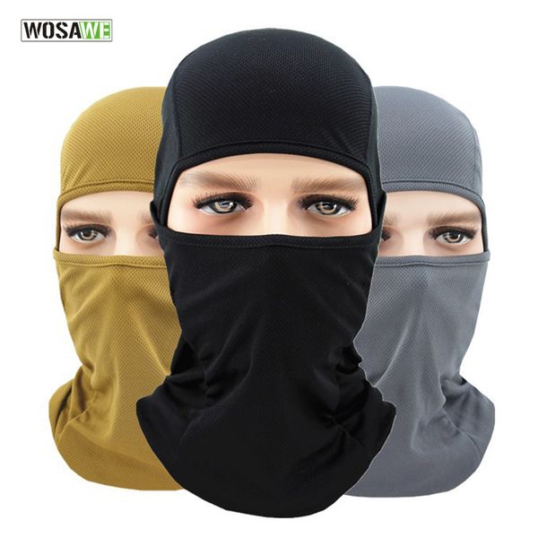 

wosawe balaclava cycling full face mask breathable motorcycle tactical paintball neck head uv protect protection mask, Black