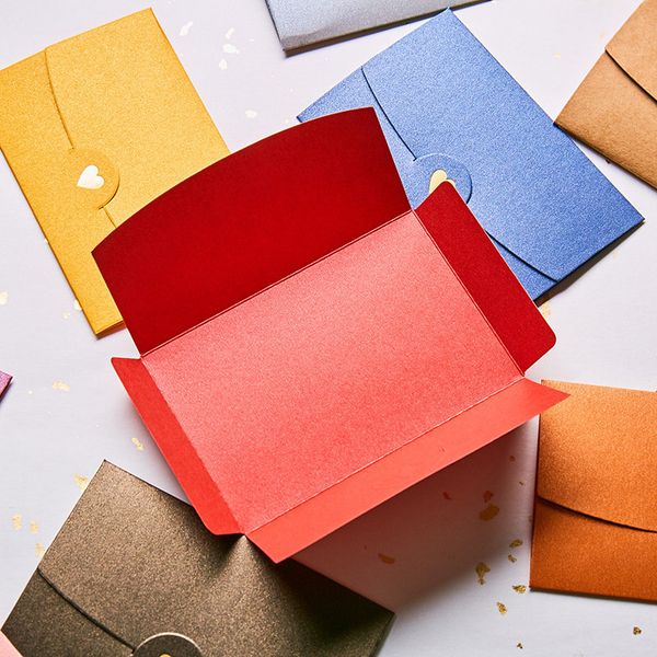 

coloffice 10pcs/set pure color greeting card envelopes gilded heart western-style colored small envelopes school office supplies