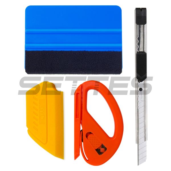 

4 in 1 auto car window vinyl film wrap installation application tools kit felt squeegee safety snitty cutter art knife