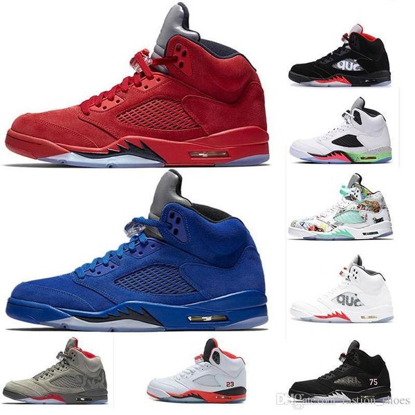 

5s и 5 2019 мужские баскетбольные кроссовки в суп камуфляж семе черный олимпийское золото голубые замшевые про звезд спорта дизайнер обуви к