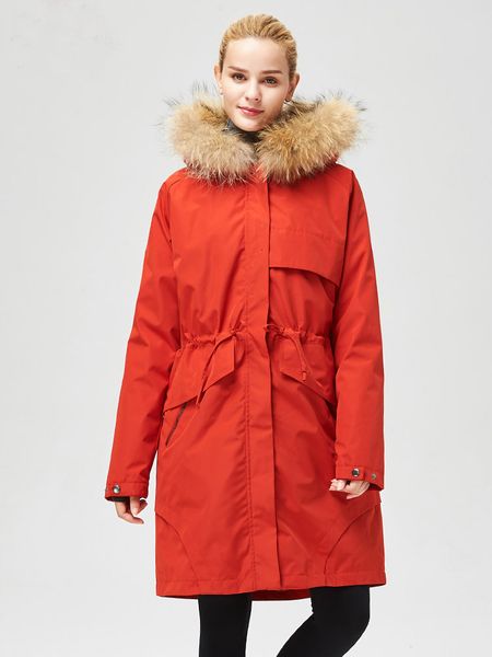 

women down jacket winter -40 degrees overcoat down parka goose down jacket long coyote fur collar hodded brand woman, Black