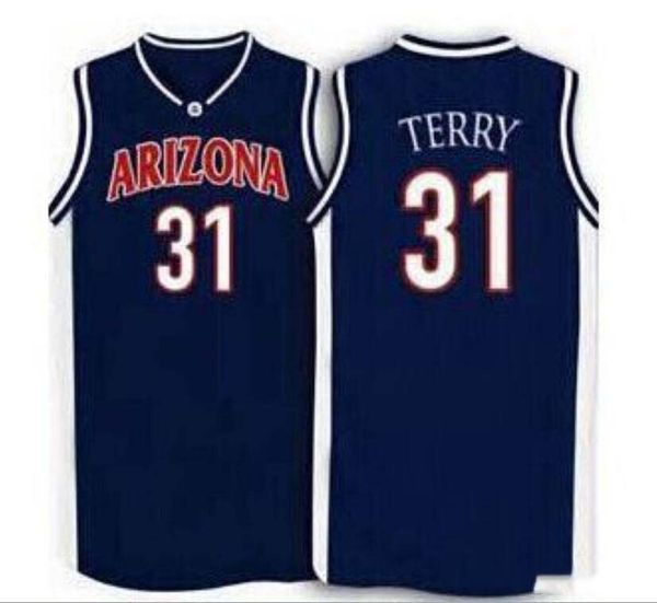 

custom xxs-6xl vintage men arizona #13 jason terry high school blue white basketball college jersey size s-4xl or custom any name or number, Black;red