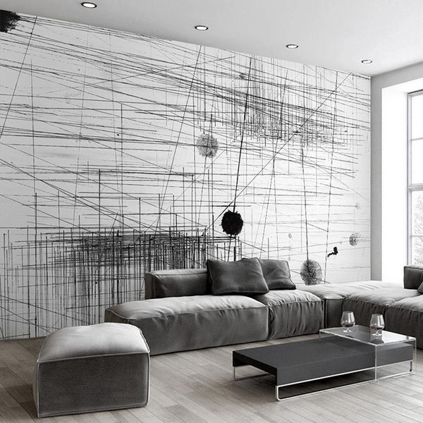 Custom Photo Wallpaper Modern Fashion Abstract Black White Lines Dots Creative Art Mural Wallpaper Living Room Home Decoration Hd Wallpapers Hd