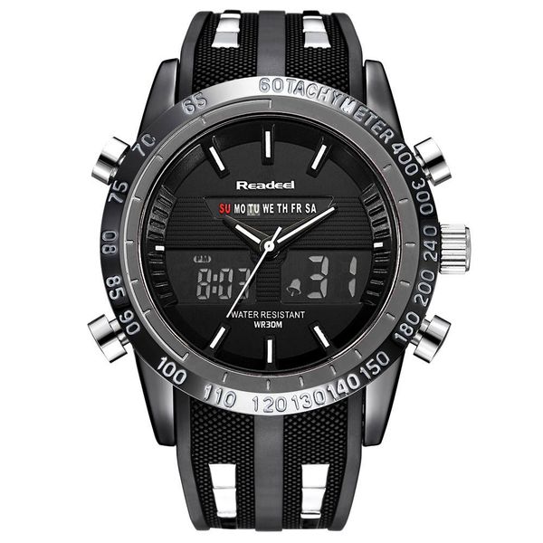

readeel 2018 new brand men watch led display luxury sports watches digital military men's quartz wristwatches relogio masculino y190515, Slivery;brown