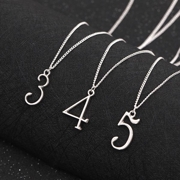 

10 digital roman arabic numeral sign time chain necklace numbers name symbol logo necklace family friend birthday date jewelry, Silver