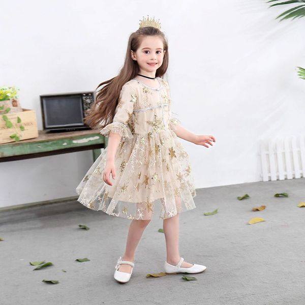 

summer spring autumn children girls baby dress european american popular princess wedding party girl kids mesh ball gown dresses, Red;yellow