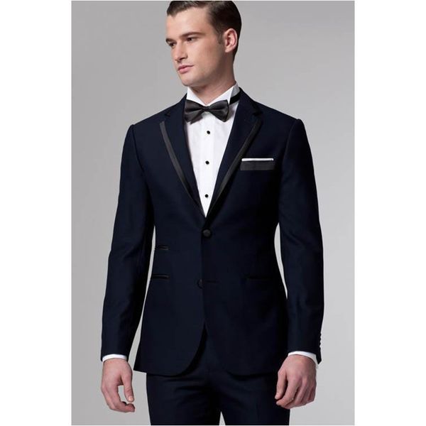 

новая темно-синие свадебные костюмы для мужчин зубчатого отворот женихов tuxedos двухкусочных мужских костюмов slim fit шафер костюм куртки, White;black
