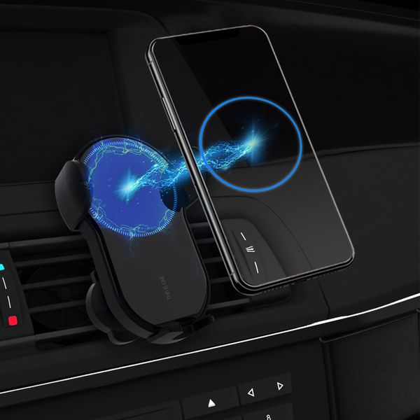 

15w fast qi car wireless charger for iphone x xiaomi samsung 9 tiny auto clamping wireless charging air vent car phone holder