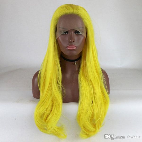Heat Resistant Wig Synthetic Fiber Hair For White Woman Yellow