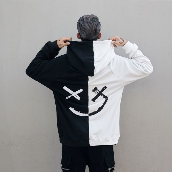 

men hoodies smile smiling print xxxtentacion hodies casual print loose sweatshirts cool black white couple funny clothing